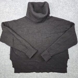 Anthropologie Black Cropped Turtleneck Moth Sweater - Viscose & Wool M